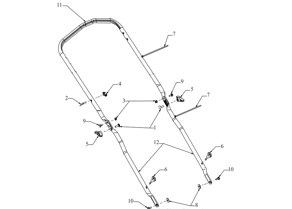 Handle Diagram and Parts List for SC700E (12AEN2S7710)(2021) Cub Cadet Lawn Mower